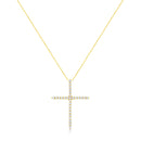 10K Yellow Gold Plated .925 Sterling Silver 3.0 Cttw Prong-Set Round Brilliant Cut Diamond Cross 18" Pendant Necklace (J-K Color, I1-I2 Clarity)