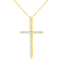 10K Yellow Gold Plated .925 Sterling Silver 3.0 Cttw Prong-Set Round Brilliant Cut Diamond Cross 18" Pendant Necklace (J-K Color, I1-I2 Clarity)