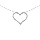 14K White Gold 3.0 Cttw Lab Grown Diamond Open Heart Pendant Necklace