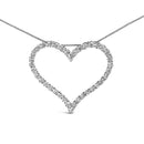 14K White Gold 3.0 Cttw Lab Grown Diamond Open Heart Pendant Necklace
