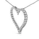 14K White Gold 3.0 Cttw Lab Grown Diamond Open Heart Pendant Necklace