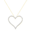 10k Yellow Gold Plated .925 Sterling Silver 3.0 cttw Round-Cut Diamond Open Heart Pendant Necklace (J-K Color, I1-I2 Clarity) - 18"