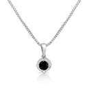 .925 Sterling Silver 3/4 Cttw Treated Blue Diamond Solitaire 18" Milgrain Pendant Necklace (Blue Color, I1-I2 Clarity)