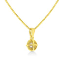 14K Yellow Gold Plated .925 Sterling Silver 1/2 Cttw Brilliant Round Cut Diamond Solitaire Milgrain 18" Pendant Necklace (K-L Color, I2-I3 Clarity)