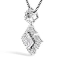 10K White Gold Princess Cut Diamond Geometric Pendant Necklace