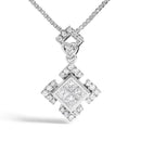 10K White Gold 1/5 Cttw Diamond Geometric Design Pendant Necklace
