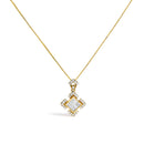 10K Yellow Gold 3/8 Cttw Princess Diamond Geometric Pendant Necklace