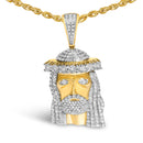 Men's 10K Yellow Gold 1 1/3 Cttw Diamond Studded Jesus Pendant Necklace