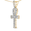 10K Yellow Gold 1.00 Cttw Ankh Cross Pendant (H-I Color, SI1-SI2 Clarity) -18" Inches