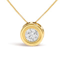 14K Yellow Gold 1 3/8 Cttw Bezel Set Round Diamond Solitaire Pendant Necklace