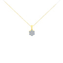 14K Yellow Gold 1.00 Cttw Brilliant Round-Cut Diamond 7 Stone Floral Cluster 18" Pendant Necklace (H-I Color, SI2-I1 Clarity)