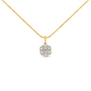 14K Yellow Gold 2.00 Cttw Brilliant Round-Cut Diamond 7 Stone Flower Cluster 18" Pendant Necklace (H-I Color, SI2-I1 Clarity)