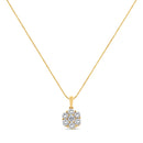 14K Yellow Gold 2.00 Cttw Brilliant Round-Cut Diamond 7 Stone Flower Cluster 18" Pendant Necklace (H-I Color, SI2-I1 Clarity)
