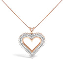.925 Sterling Silver 1.00 Cttw Diamond Heart 18" Pendant Necklace (I-J Color, I2-I3 Clarity)