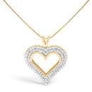 .925 Sterling Silver 1.00 Cttw Diamond Heart 18" Pendant Necklace (I-J Color, I2-I3 Clarity)