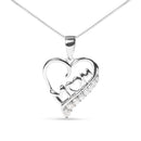 .925 Sterling Silver 1/4 Cttw Diamond  "Mom" and Open Heart 18" Pendant Necklace (I-J Color, I2-I3 Clarity)