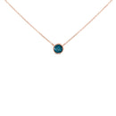 14K Rose Gold 2.0 Cttw Bezel Set Blue Diamond Solitaire Pendant Necklace  - 18" Inches