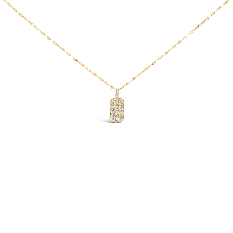 14K Yellow Gold 1/3 Cttw Diamond Dog Tag Pendant Necklaces 18