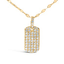 14K Yellow Gold 1/3 Cttw Diamond Dog Tag Pendant Necklaces 18"