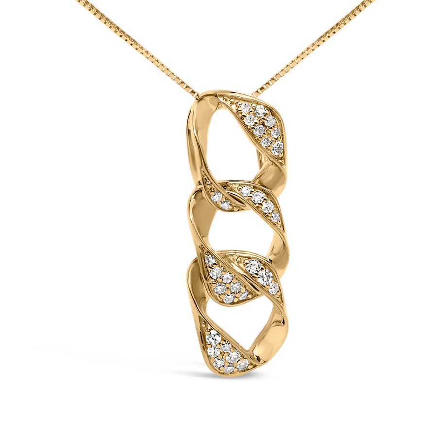 14K Yellow Gold Plated .925 Sterling Silver 1/6 Cttw Diamond Interlocking Triple Asymmetric Circle Hoop 18