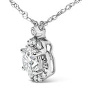 Sterling Silver 1.00 Cttw Lab Grown Diamond Oval Halo Pendant Bezel Station Necklace