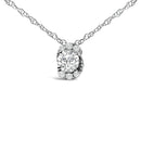 Sterling Silver 1/2 Cttw Lab Grown Diamond Oval Halo Pendant Necklace