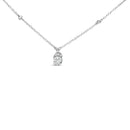 Sterling Silver 5/8 Cttw Lab Grown Diamond Oval Halo Pendant Necklace