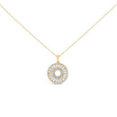 14K Yellow Gold Plated Sterling Silver 1 1/6 Cttw Diamond Sunburst Medallion Pendant Necklace