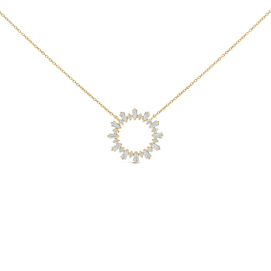 14K Yellow Gold Plated Sterling Silver 3/4 Cttw Diamond Starburst Pendant Necklace