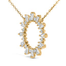 14K Yellow Gold Plated Sterling Silver 3/4 Cttw Diamond Starburst Pendant Necklace