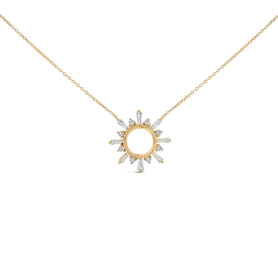 14K Yellow Gold Plated Sterling Silver 5/8 Cttw Diamond Open Starburst Pendant Necklace