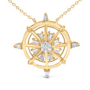 14K Yellow Gold Plated Sterling Silver 1/3 Cttw Diamond Compass Pendant Necklace