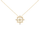 14K Yellow Gold Plated Sterling Silver 1.0 Cttw Diamond Compass Pendant Necklace