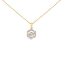 10K Yellow Gold Plated .925 Sterling Silver 1.0 Cttw Lab Grown Diamond Hexagon Halo Pendant Necklace