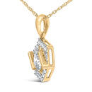 10K Yellow Gold Plated .925 Sterling Silver 1.0 Cttw Lab Grown Diamond Hexagon Halo Pendant Necklace