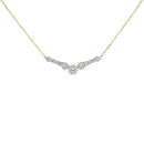 10K Yellow Gold Plated Sterling Silver 1 1/2 Cttw Lab Grown Diamond V Bar Necklace