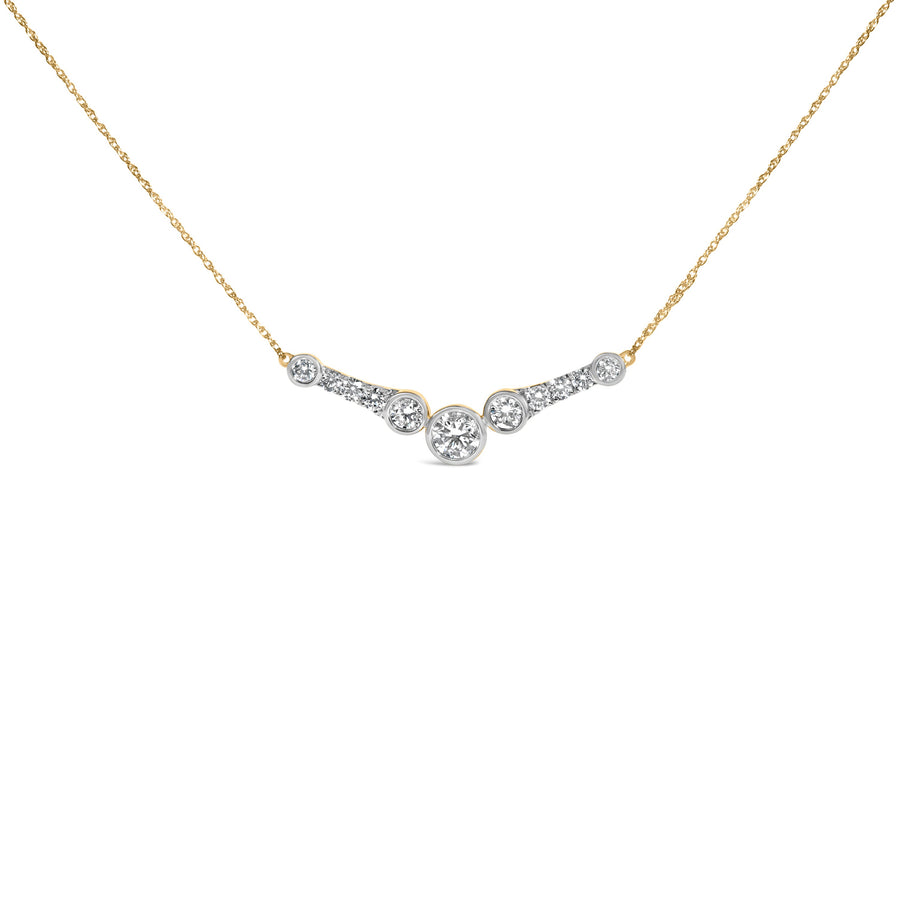 10K Yellow Gold Plated Sterling Silver 1 1/2 Cttw Lab Grown Diamond V Bar Necklace