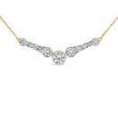 10K Yellow Gold Plated Sterling Silver 1 1/2 Cttw Lab Grown Diamond V Bar Necklace