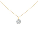 10K Yellow Gold Plated .925 Sterling Silver 2.0 Cttw Lab Grown Diamond Spoked Halo Pendant Necklace