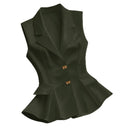 Waist-cinching Ruffled Hem Elegant Commuter Outer Vest