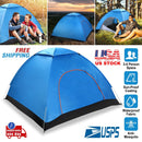 4 Persons Camping Waterproof Tent Pop Up Tent Instant Setup Tent w/2 Mosquito Net Doors Carrying Bag Folding 4 Seasons for Hiking Climbing Adventure F