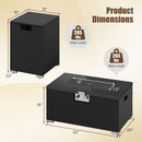 2-Piece Outdoor Rattan Fire Table Set 32 Inch Rectangle Gas Firepit with Tank Cover