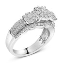 .925 Sterling Silver 1.0 Cttw Diamond Engagement Ring and Soldered Wedding Band Set
