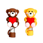 Love You Bear Straw Toppers
