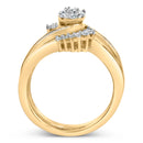 14K Yellow Gold Plated Sterling Silver 1/2 Cttw Diamond Cluster Spiral Bridal Set