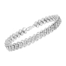 .925 Sterling Silver 1/4 cttw Round-Cut Diamond Double Row Wrapped S-Link Bracelet (I-J Color, I2-I3 Clarity) - Size 7.25"