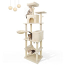 80 Inches Tall Cat Tree with 2 Large Condos and Dangling Toys