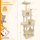 80 Inches Tall Cat Tree with 2 Large Condos and Dangling Toys