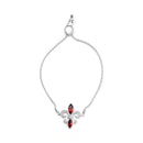.925 Sterling Silver Marquise Garnet  and Diamond Accent Lariat 4â€-10â€ Fleur De Lis Adjustable Bolo Bracelet (H-I Color, SI1-SI2 Clarity)