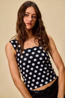 SO ME Polka Dot Knit Crop Seamless Casual Tank